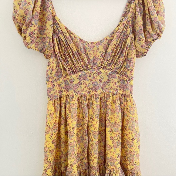 $450 NWOT NEW LoveShackFancy 100% SILK Yellow Floral Boho Cottagecore Dress 4 S - Picture 4 of 12